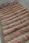 Soft Rose & Beige Striped Moroccan Boucherouite Rug – 3.2 ft x 7.3 ft