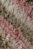 Soft Rose & Beige Striped Moroccan Boucherouite Rug – 3.2 ft x 7.3 ft
