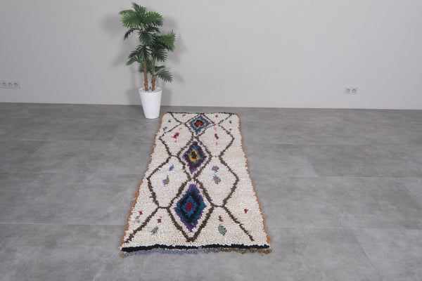 Handwoven Moroccan rug 2.7 x 7.2 ft | Colorful diamond pattern in wool