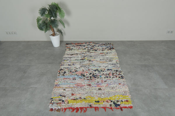 Neutral pastel vintage Moroccan boucherouite rug – 3.7 ft x 6.2 ft