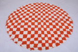 Moroccan Round Rug - Handmade Checkered Orange Rug