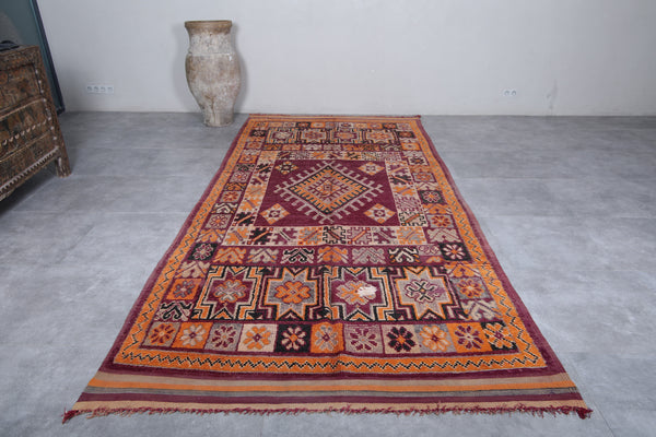 Moroccan tribal rug – 5.8 x 12.2 ft | Rich burgundy & orange geometric design