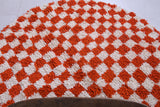 Moroccan Round Rug - Handmade Checkered Orange Rug