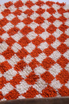 Moroccan Round Rug - Handmade Checkered Orange Rug