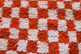 Moroccan Round Rug - Handmade Checkered Orange Rug