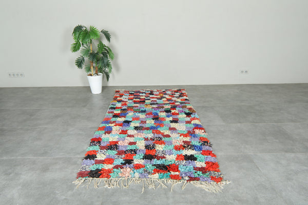 Colorful Moroccan boucherouite rug – Handwoven patchwork design - 3.8 ft x 4.1 ft