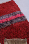 Handmade Moroccan Berber Rug 2.5 X 5.4 Feet - Bold Red with Textured Stripes