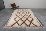 6.4 x 10.2 FT Moroccan Rug - Authentic Berber Shag Rug with Red & Black Diamond Accents