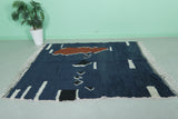 Handmade Moroccan Beni Ourain Rug – 5.2 FT X 6.1 FT | Bold Blue & Red Abstract Design