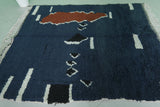 Handmade Moroccan Beni Ourain Rug – 5.2 FT X 6.1 FT | Bold Blue & Red Abstract Design