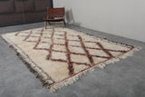 6.4 x 10.2 FT Moroccan Rug - Authentic Berber Shag Rug with Red & Black Diamond Accents