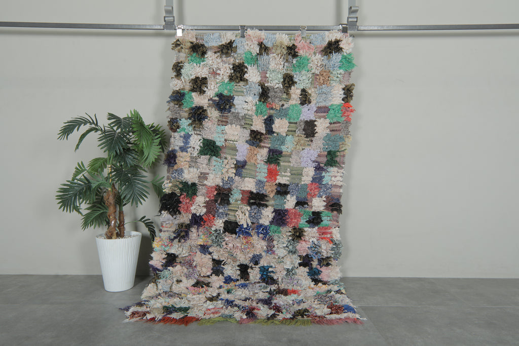 Textured Moroccan boucherouite rug – 3.6 ft x 6.4 ft