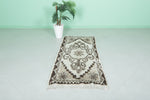 Vintage Moroccan Runner Rug – 2.5 x 5.9 FT | Handwoven Neutral Tones