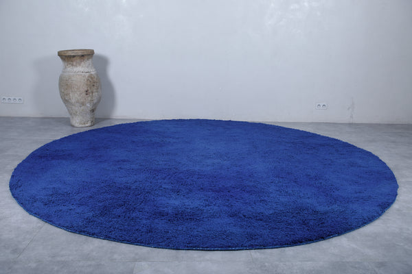 Custom handmade round blue Moroccan rug