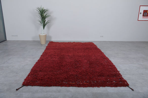 Red vintage handmade Moroccan berber rug - 6.5x11.5 FT