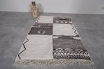 Handwoven Moroccan Berber Rug – Black and White Geometric Design, 3.6 FT X 4.9 FT