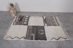 Handwoven Moroccan Berber Rug – Black and White Geometric Design, 3.6 FT X 4.9 FT