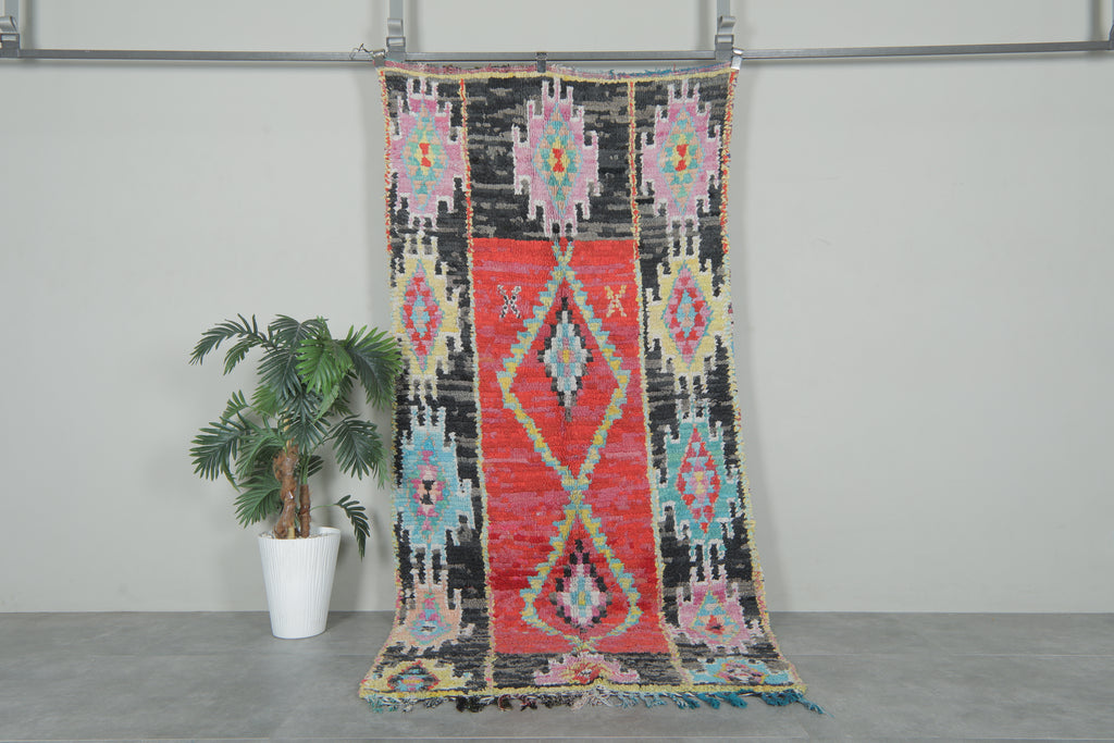 Tribal red vintage Moroccan rug – 3.8 ft x 8.3 ft