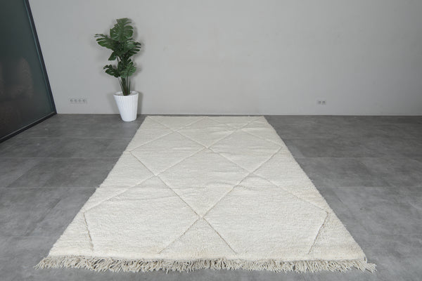 White Handmade Wool Rug 6.5 X 9.7 FT Beni Ourain Rug