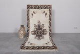 Small Berber Moroccan Runner Rug – 2.7 FT X 6.3 FT | Elegant Brown & Cream Pattern