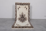 Small Berber Moroccan Runner Rug – 2.7 FT X 6.3 FT | Elegant Brown & Cream Pattern