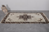 Small Berber Moroccan Runner Rug – 2.7 FT X 6.3 FT | Elegant Brown & Cream Pattern