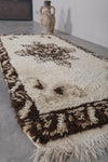 Small Berber Moroccan Runner Rug – 2.7 FT X 6.3 FT | Elegant Brown & Cream Pattern