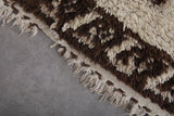 Small Berber Moroccan Runner Rug – 2.7 FT X 6.3 FT | Elegant Brown & Cream Pattern