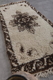 Small Berber Moroccan Runner Rug – 2.7 FT X 6.3 FT | Elegant Brown & Cream Pattern