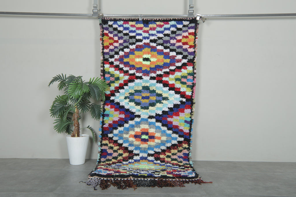 Bold diamond motif boucherouite rug – 3.6 ft x 7.2 ft