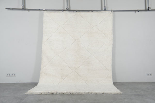 Hand-Knotted Beni Ourain Rug 6.8x9 ft - Beige Moroccan Wool Rug