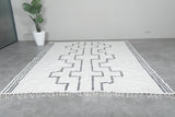 Handwoven Wool Moroccan Rug with Geometric Black Patterns - Custom Sizes