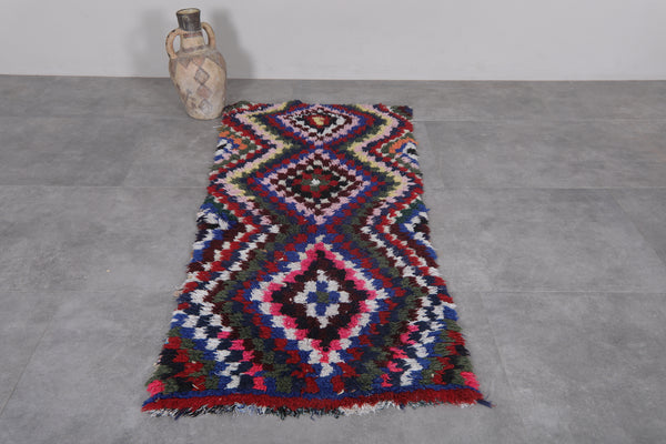 Handwoven Moroccan rug – Bold geometric design 2.6 x 5.9 FT