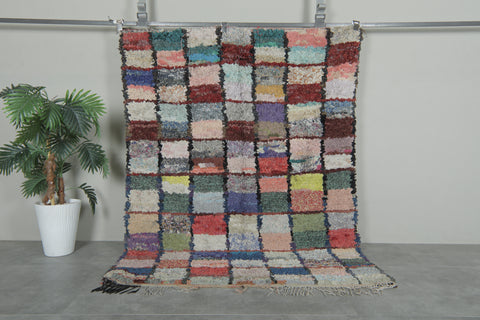Vintage Moroccan Patchwork Rug – 4.9 ft x 6.4 ft