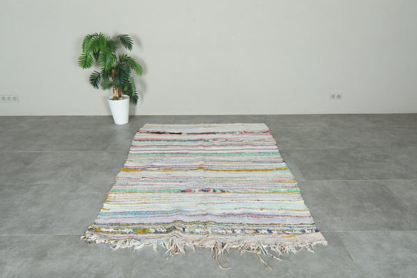 Flatwoven Moroccan rug with multicolor and striped design - 4.7 ft x 6.7 ft
