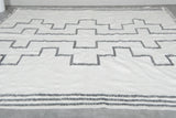 Handwoven Wool Moroccan Rug with Geometric Black Patterns - Custom Sizes