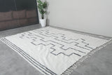 Handwoven Wool Moroccan Rug with Geometric Black Patterns - Custom Sizes