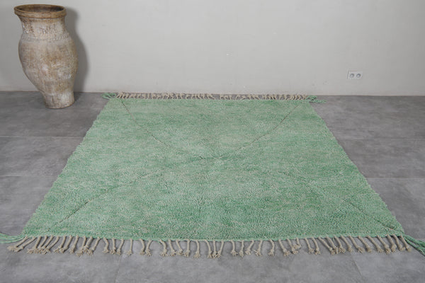 7 x 7 ft Moroccan wool rug - Light green handwoven design