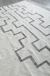 Handwoven Wool Moroccan Rug with Geometric Black Patterns - Custom Sizes