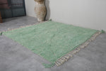 7 x 7 ft Moroccan Wool Rug - Light Green Handwoven Design