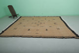 7.9 x 9.5 FT Moroccan Wool Rug – Geometric Tribal Pattern in Beige and Black