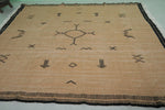 7.9 x 9.5 FT Moroccan Wool Rug – Geometric Tribal Pattern in Beige and Black