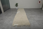 Custom Handmade Moroccan Runner Rug - Beige & White Wool Rug