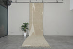 Custom Handmade Moroccan Runner Rug - Beige & White Wool Rug