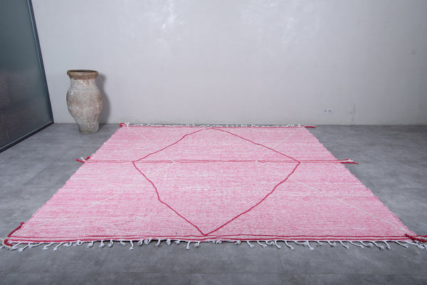 Large Moroccan rug – Pink and white with geometric lines | 9.9 FT x 9.9 FT