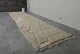 Custom Handmade Moroccan Runner Rug - Beige & White Wool Rug