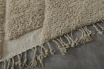 Custom Handmade Moroccan Runner Rug - Beige & White Wool Rug