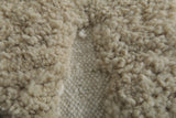 Custom Handmade Moroccan Runner Rug - Beige & White Wool Rug