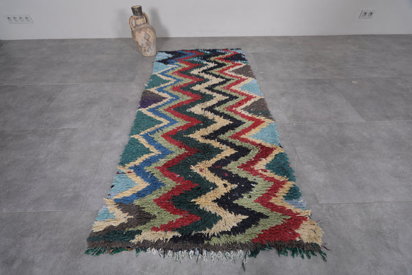 Handwoven Moroccan rug 3.2 x 6.7 ft | Chevron multicolor design