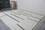 White Kilim Rug with Black Patterns